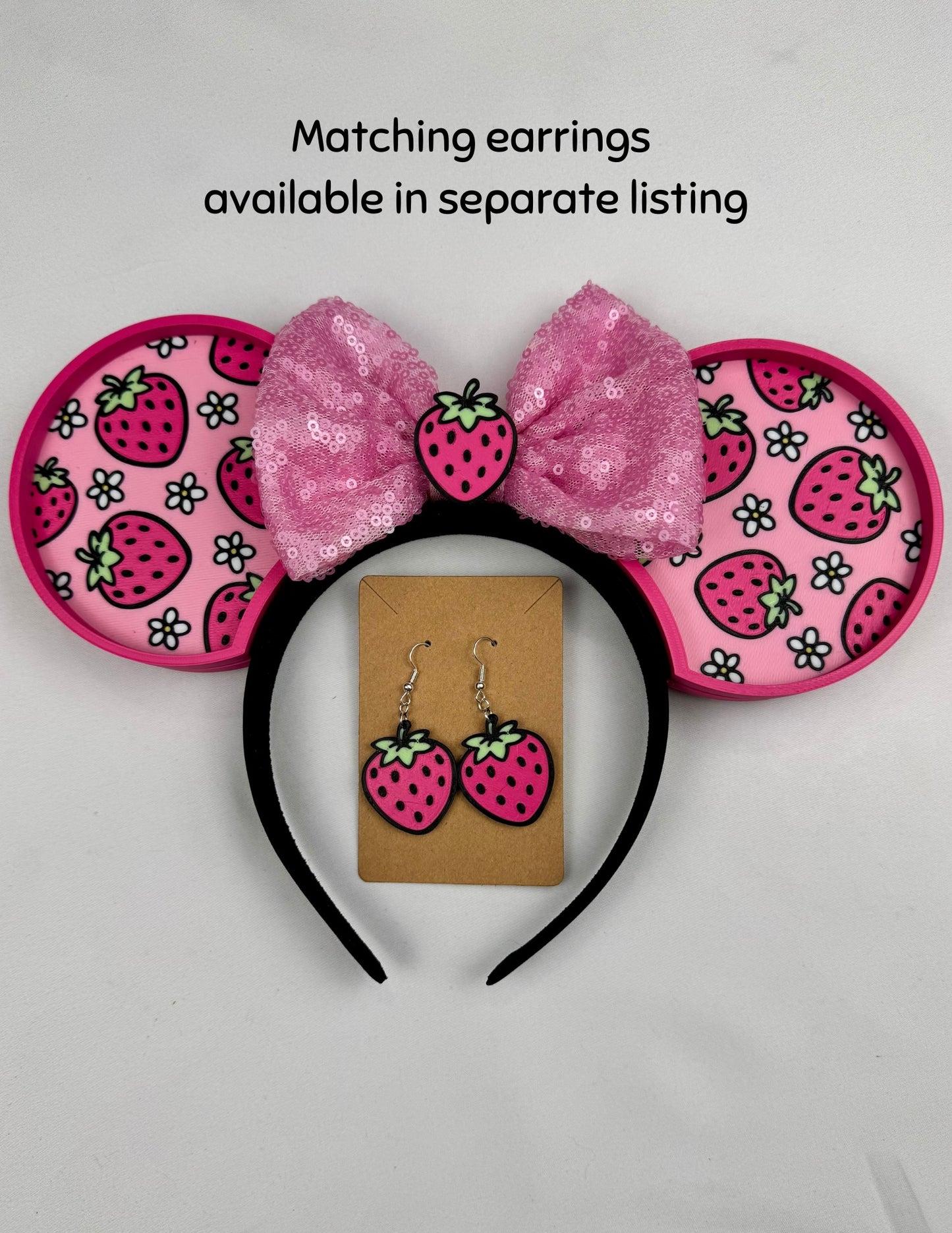 Strawberry Bear Mouse Ears Headband - 3d printed