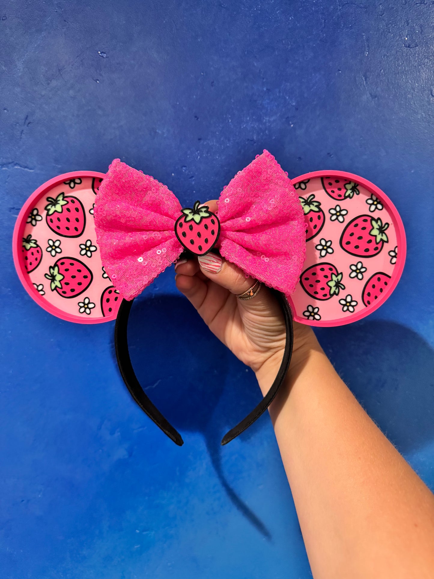 Strawberry Bear Mouse Ears Headband - 3d printed