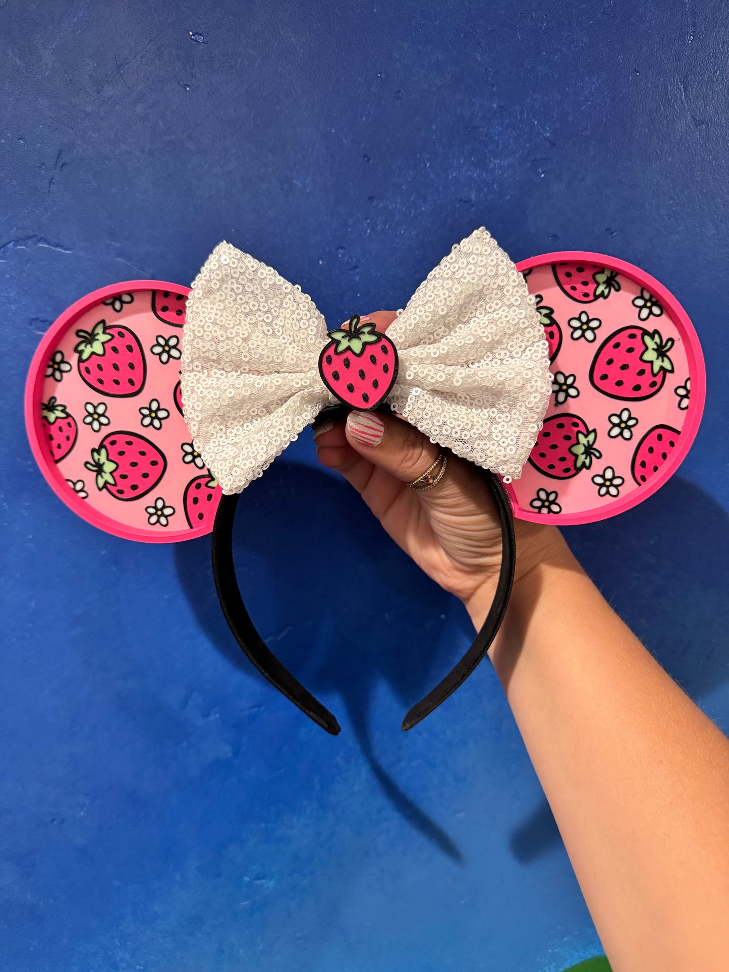 Strawberry Bear Mouse Ears Headband - 3d printed