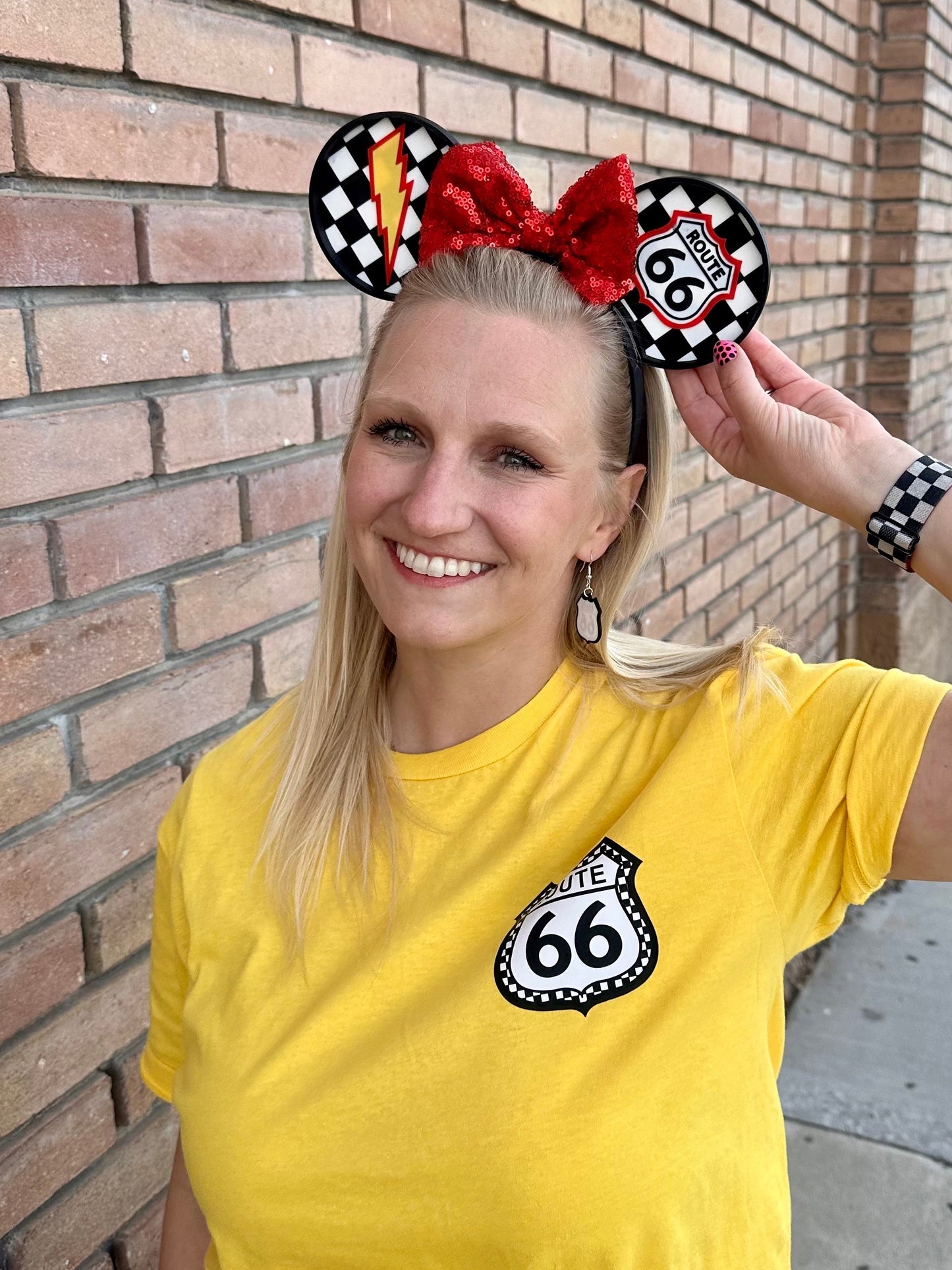 Route 66 - Cute 3D Printed Mouse Ears - Black/White or Red/White