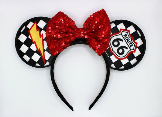 Route 66 - Cute 3D Printed Mouse Ears - Black/White or Red/White