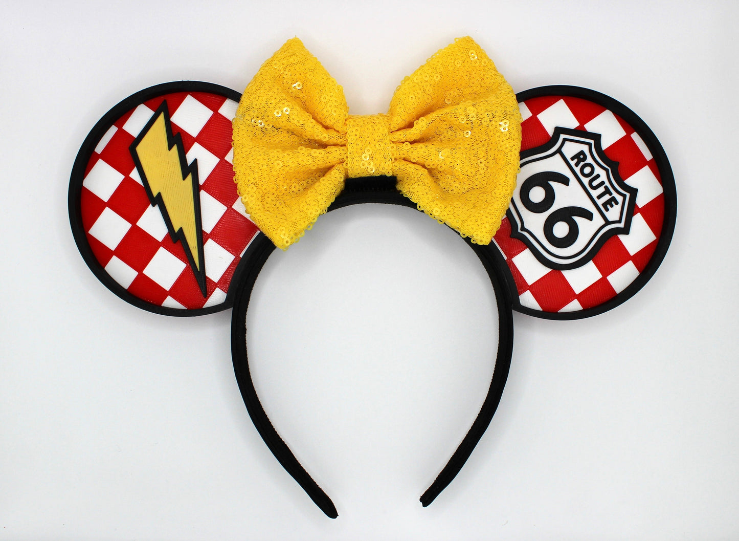 Route 66 - Cute 3D Printed Mouse Ears - Black/White or Red/White