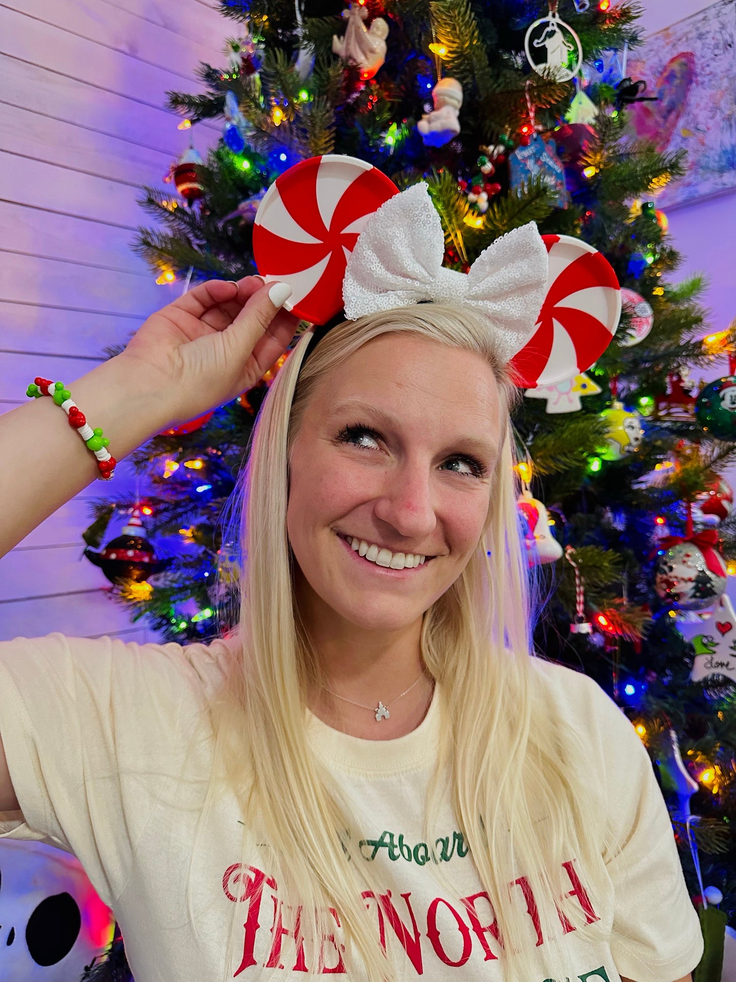 Peppermint Swirl - Red or Pink - Cute 3D Printed Mouse Ears