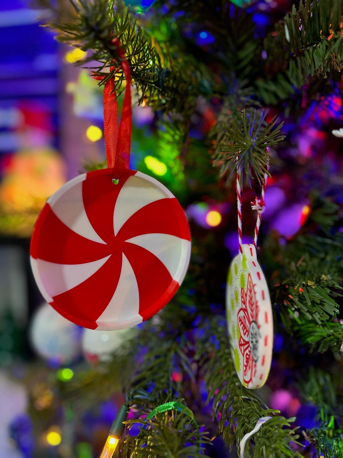 Peppermint Swirl Ornament - 3D Printed Christmas Ornament - Available in many colors