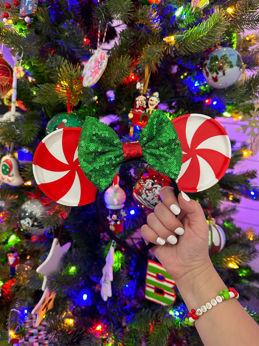 Peppermint Swirl - Red or Pink - Cute 3D Printed Mouse Ears