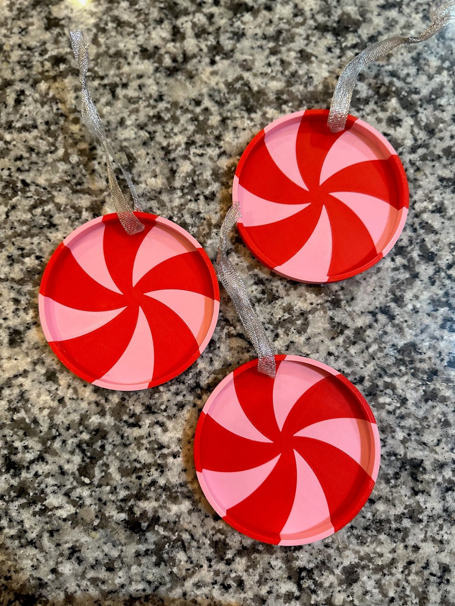 Peppermint Swirl Ornament - 3D Printed Christmas Ornament - Available in many colors