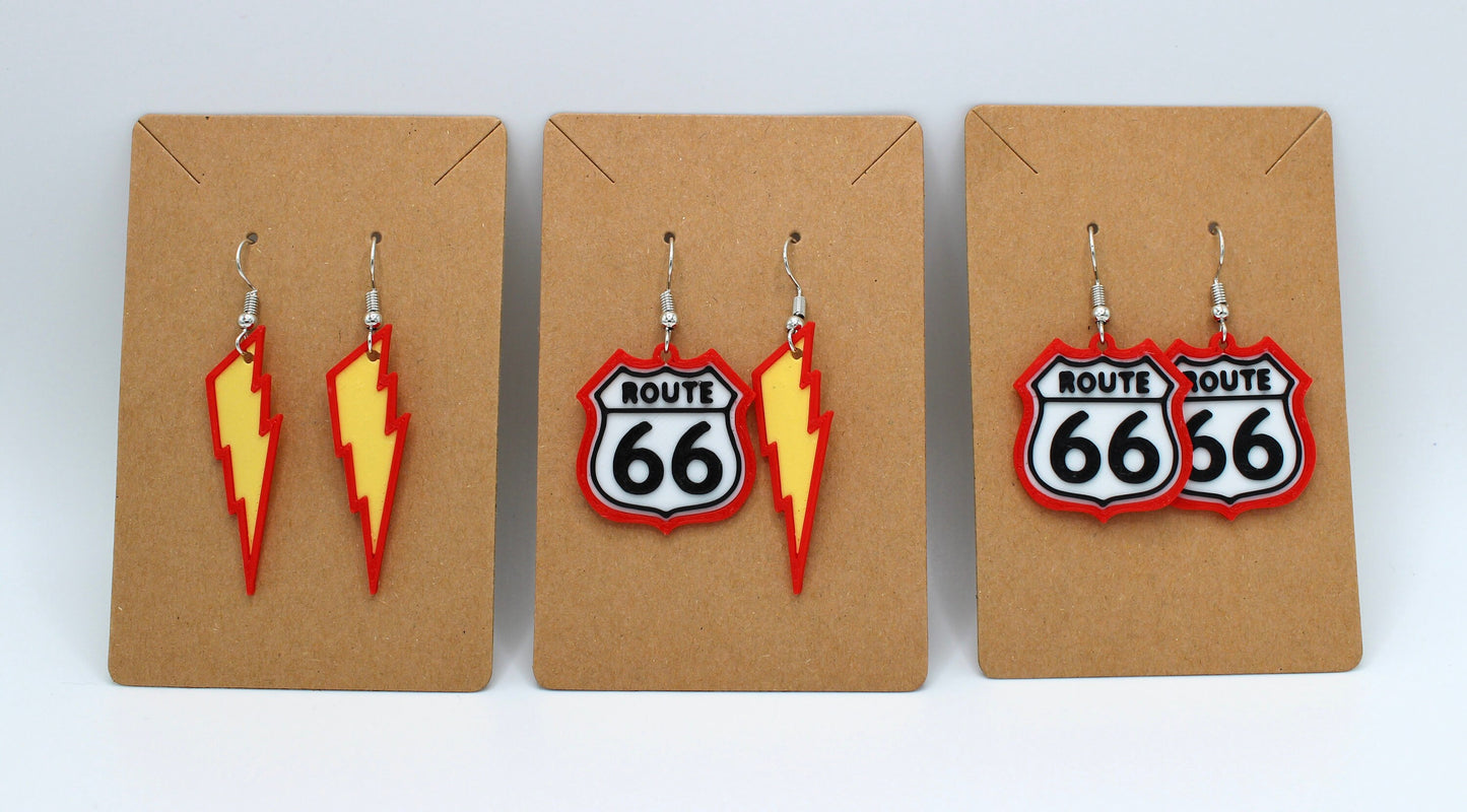 Lightning Bolt Earrings - 3D Printed