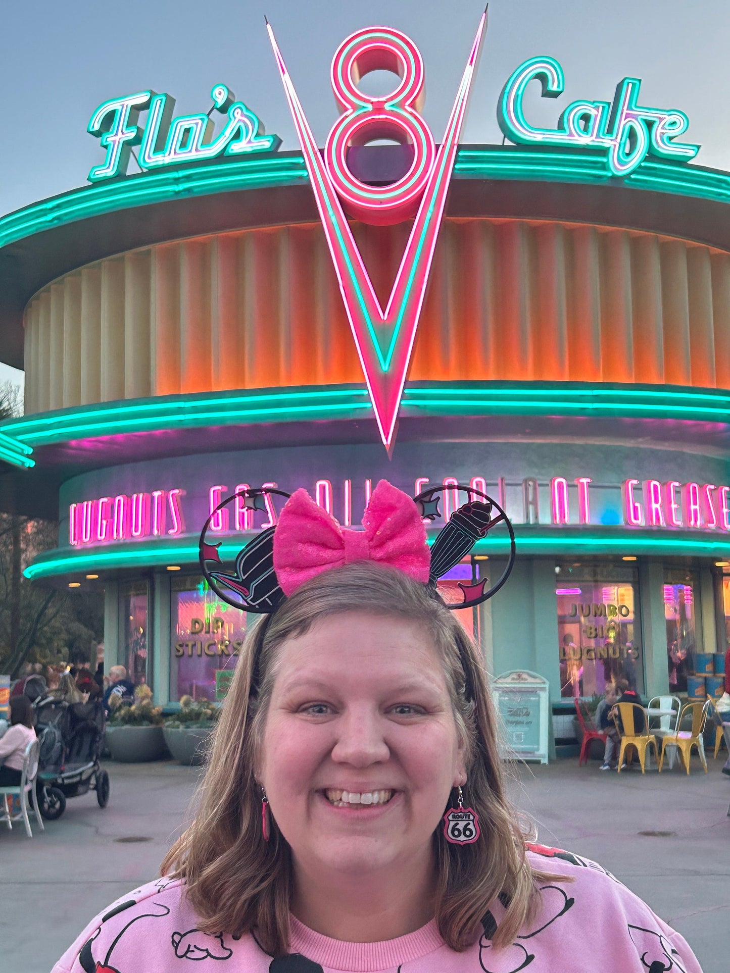 Pink or Red V8 Cafe/Route 66 Earrings - 3D printed