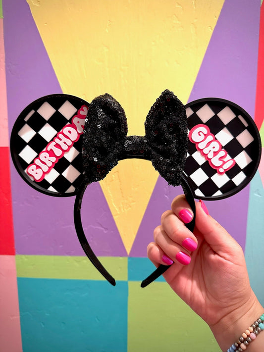 Birthday Mouse Ears - 3D printed, customizable - pin your age to the bow