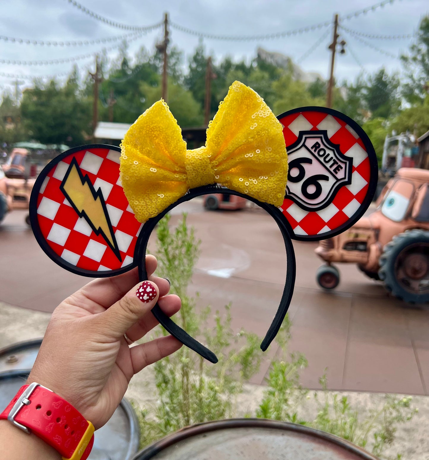 Route 66 - Cute 3D Printed Mouse Ears - Black/White or Red/White